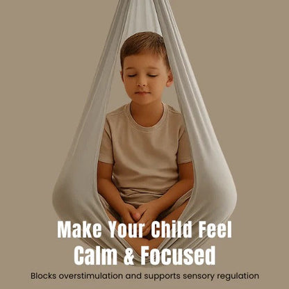 Enclosed Fabric Sensory Swing with Steel Lock and Extension Strap for Indoor Outdoor Use