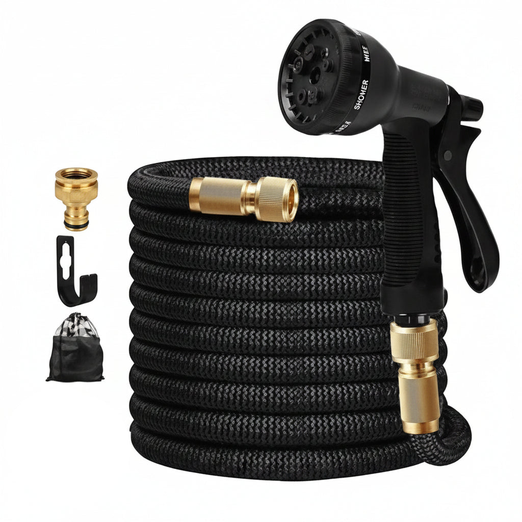 Expandable Garden Hose with 8 Spray Nozzle and 100ft Reach, Puncture Resistant