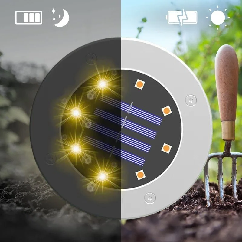 Solar Powered Pathway Lights with Automatic Dusk Sensor and Ground Stake Installation