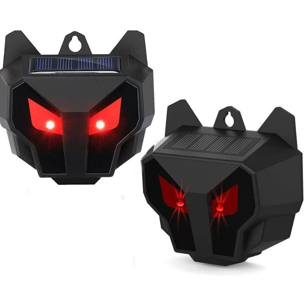 Motion Activated Solar Animal Repeller with Ultrasonic Sound and LED Light, 30ft Range 2PC