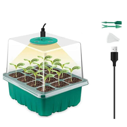 Seedling Starter Tray with Full Spectrum Grow Light and Raised Dome Cover