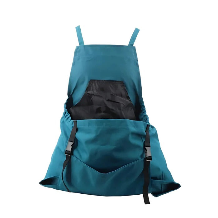 Garden Harvesting Apron with Drop Release Bottom and Water Resistant Pouch