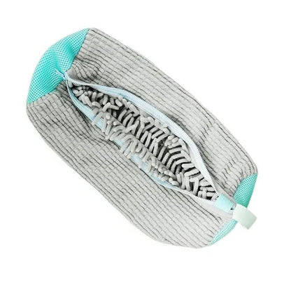 Zippered Mesh Shoe Washing Bag with Rubber Coated Zipper and Shape Protection