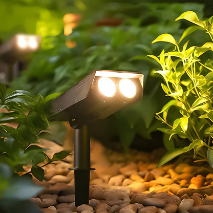 Solar Spot Light with Adjustable Zoom Lens and Color Changing LED, Ground or Wall Mount