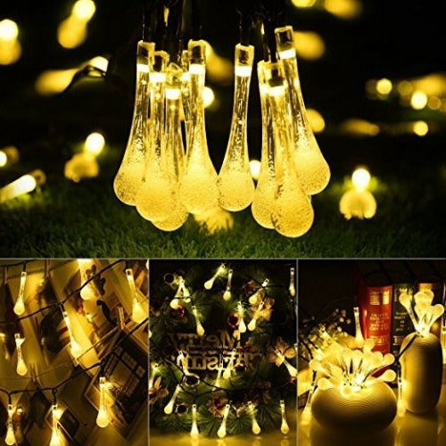 Outdoor LED String Lights with Solar Panel and Auto Dusk-to-Dawn, 20 Bulbs 15.7ft