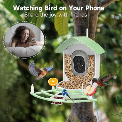 Bird Feeder Camera with AI Species Recognition and Solar Power, Night Vision