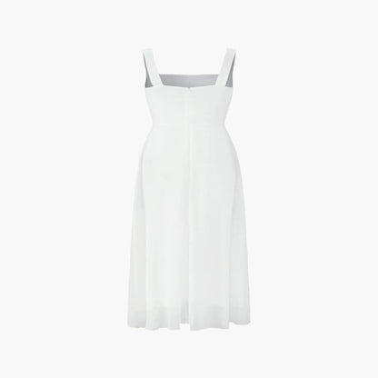 Midi Dress with Square Neckline for Summer Events