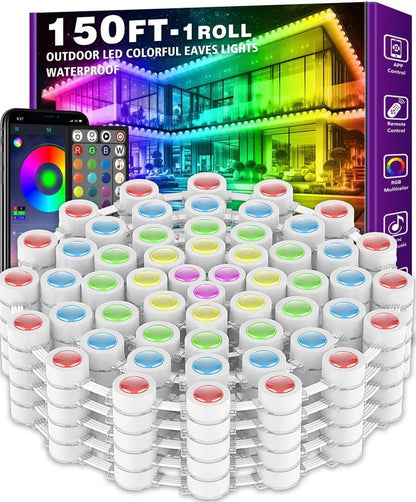RGB LED Soffit Lights with App Control and Music Sync, 150ft