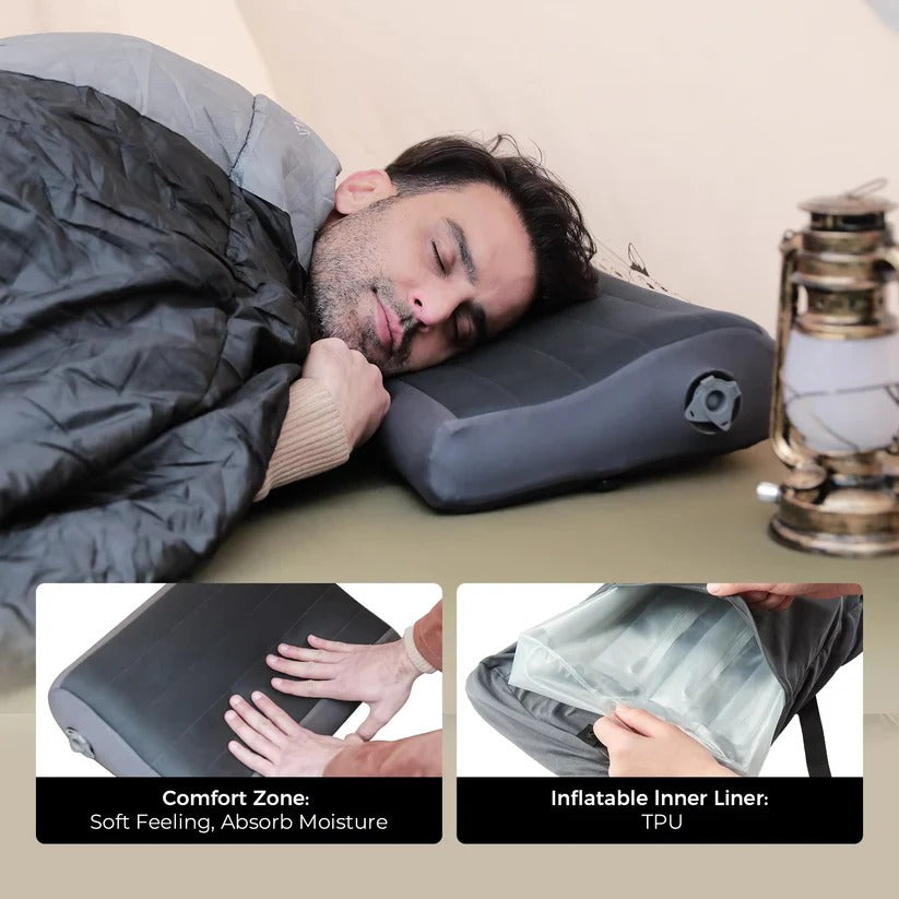 Adjustable Camping Pillow with Dual Valve and Machine Washable Cover