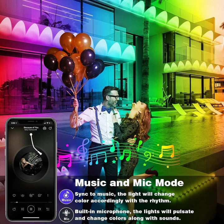 RGB LED Soffit Lights with App Control and Music Sync, 150ft