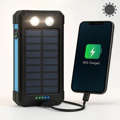 Solar Power Bank with Dual USB Ports and LED Light for Outdoor Camping