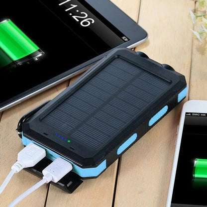 Solar Power Bank with Dual USB Ports and LED Light for Outdoor Camping