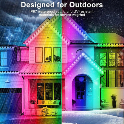 RGB LED Soffit Lights with App Control and Music Sync, 150ft