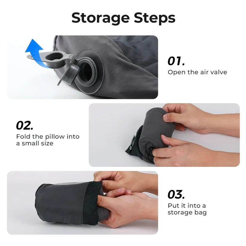 Adjustable Camping Pillow with Dual Valve and Machine Washable Cover