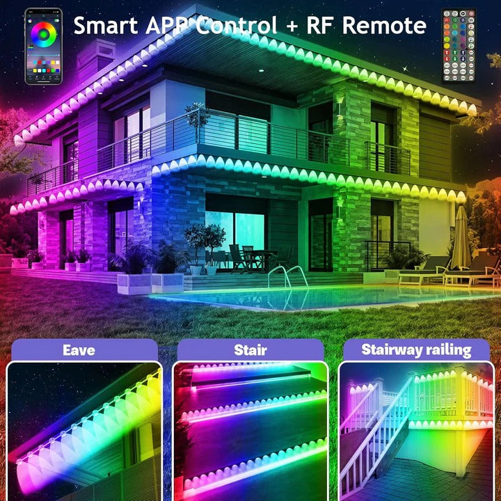 RGB LED Soffit Lights with App Control and Music Sync, 150ft