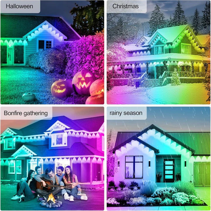 RGB LED Soffit Lights with App Control and Music Sync, 150ft