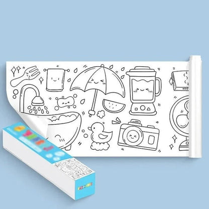 Reusable Drawing Wall Sticker with Numbered Sections and Adhesive Backing, 118in Length