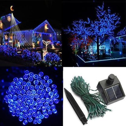 Solar LED String Lights 100 Bulbs with Automatic Dusk Sensor, 17 Meter