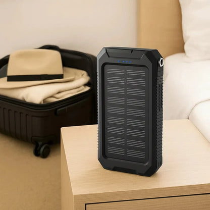Solar Power Bank with Dual USB Ports and LED Light for Outdoor Camping