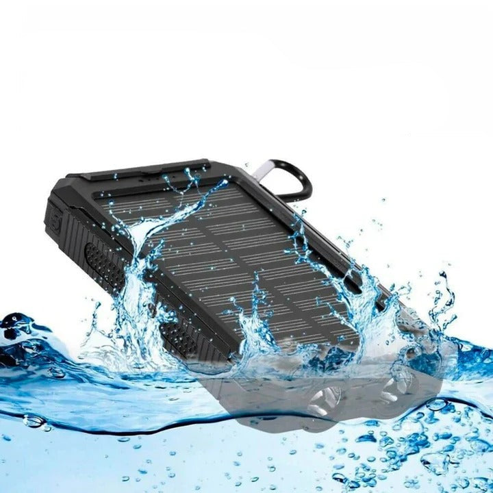 Solar Power Bank with Dual USB Ports and LED Light for Outdoor Camping