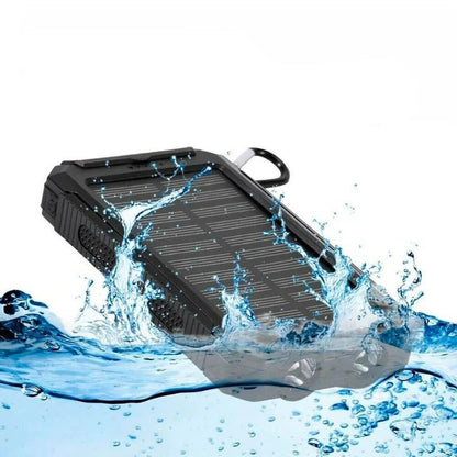 Solar Power Bank with Dual USB Ports and LED Light for Outdoor Camping