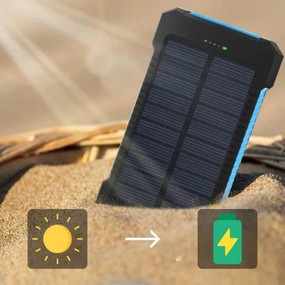Solar Power Bank with Dual USB Ports and LED Light for Outdoor Camping