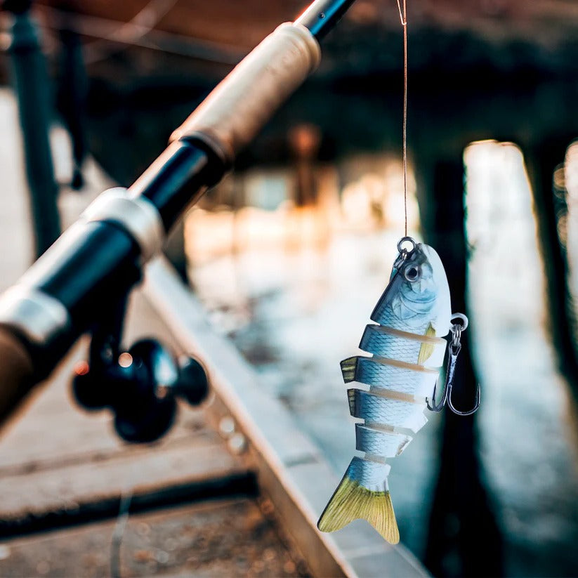 Segmented Swimbait Lure with Internal Rattle and Stainless Steel Hooks