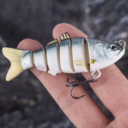 Segmented Swimbait Lure with Internal Rattle and Stainless Steel Hooks