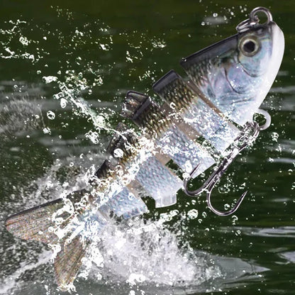 Segmented Swimbait Lure with Internal Rattle and Stainless Steel Hooks