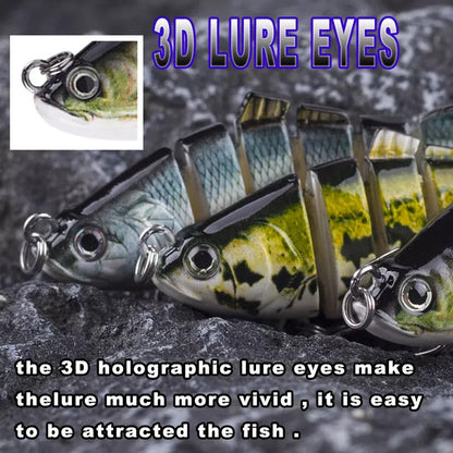 Segmented Swimbait Lure with Internal Rattle and Stainless Steel Hooks