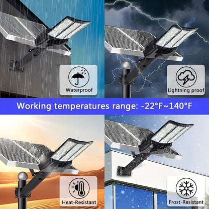Outdoor LED Flood Light with Motion Sensor and Dual Solar Panels