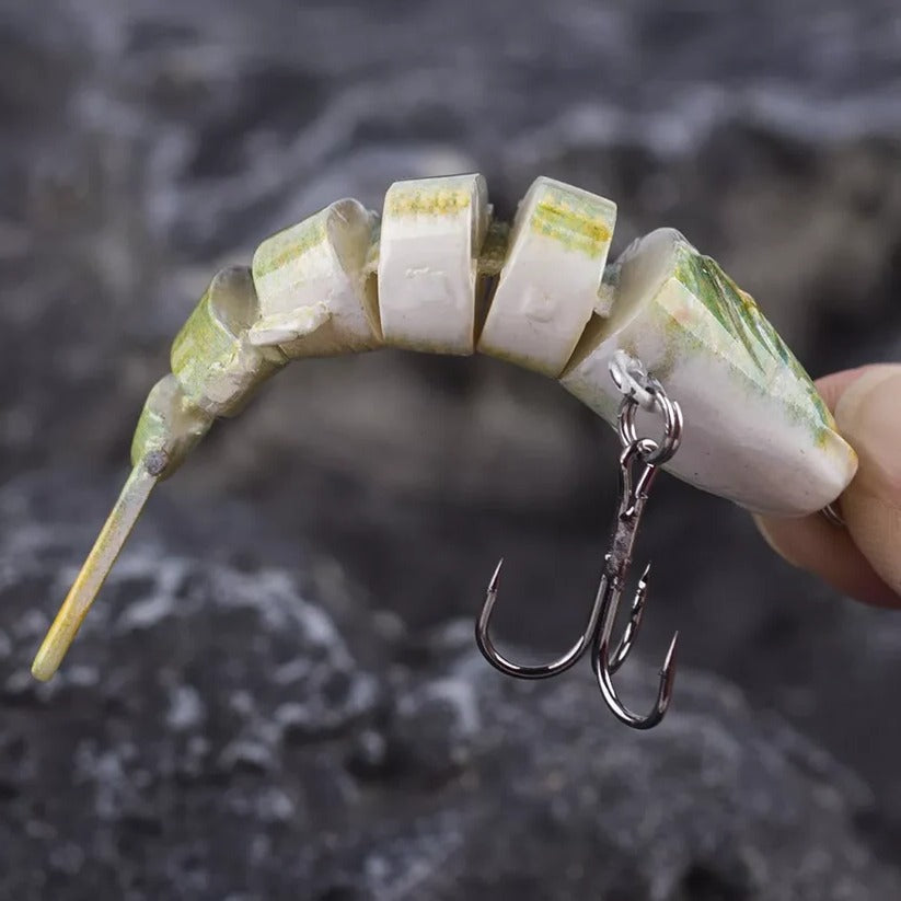 Segmented Swimbait Lure with Internal Rattle and Stainless Steel Hooks