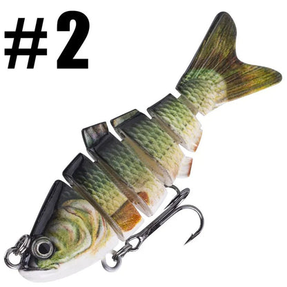 Segmented Swimbait Lure with Internal Rattle and Stainless Steel Hooks