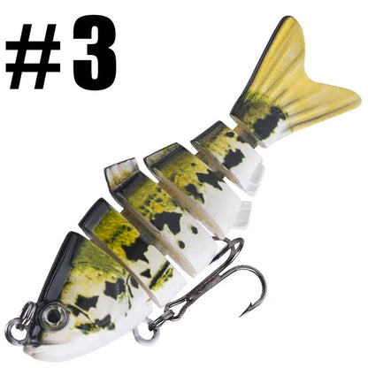 Segmented Swimbait Lure with Internal Rattle and Stainless Steel Hooks