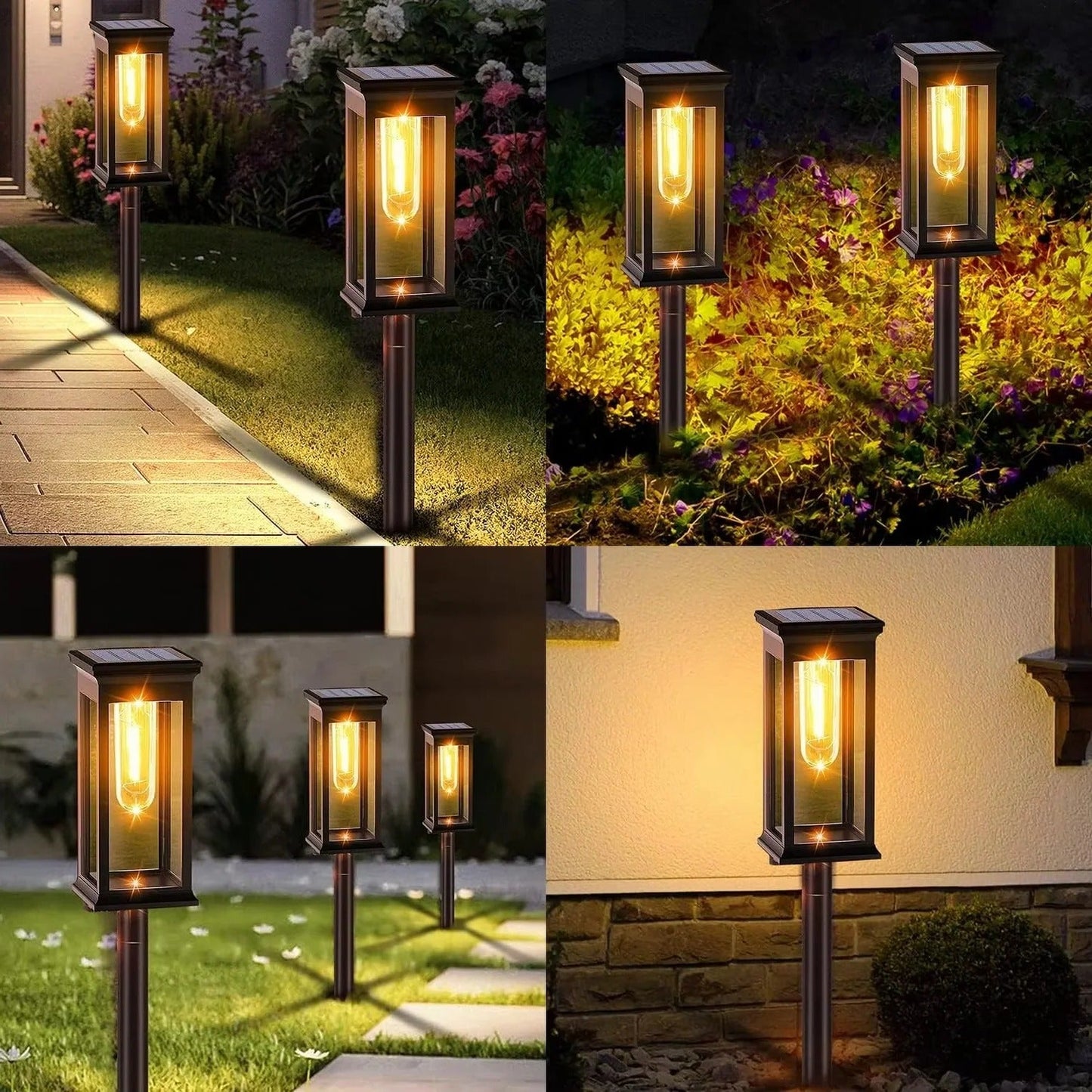 Outdoor Path Lights with Solar Panel and Automatic Sensor, Set of 2