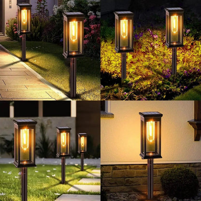 Outdoor Path Lights with Solar Panel and Automatic Sensor, Set of 2
