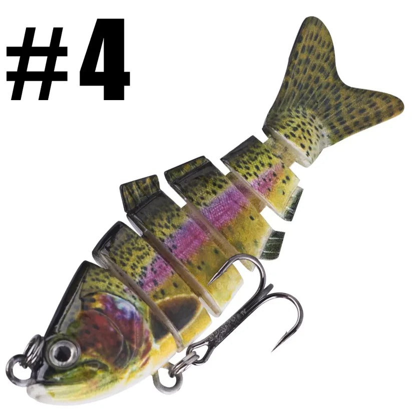 Segmented Swimbait Lure with Internal Rattle and Stainless Steel Hooks