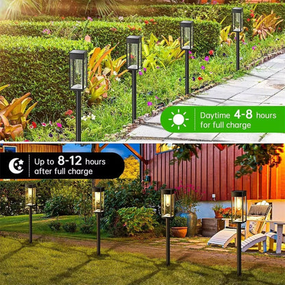 Outdoor Path Lights with Solar Panel and Automatic Sensor, Set of 2