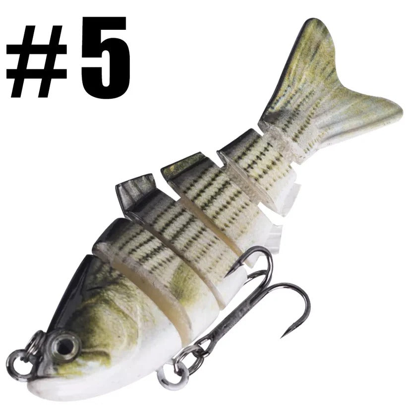 Segmented Swimbait Lure with Internal Rattle and Stainless Steel Hooks