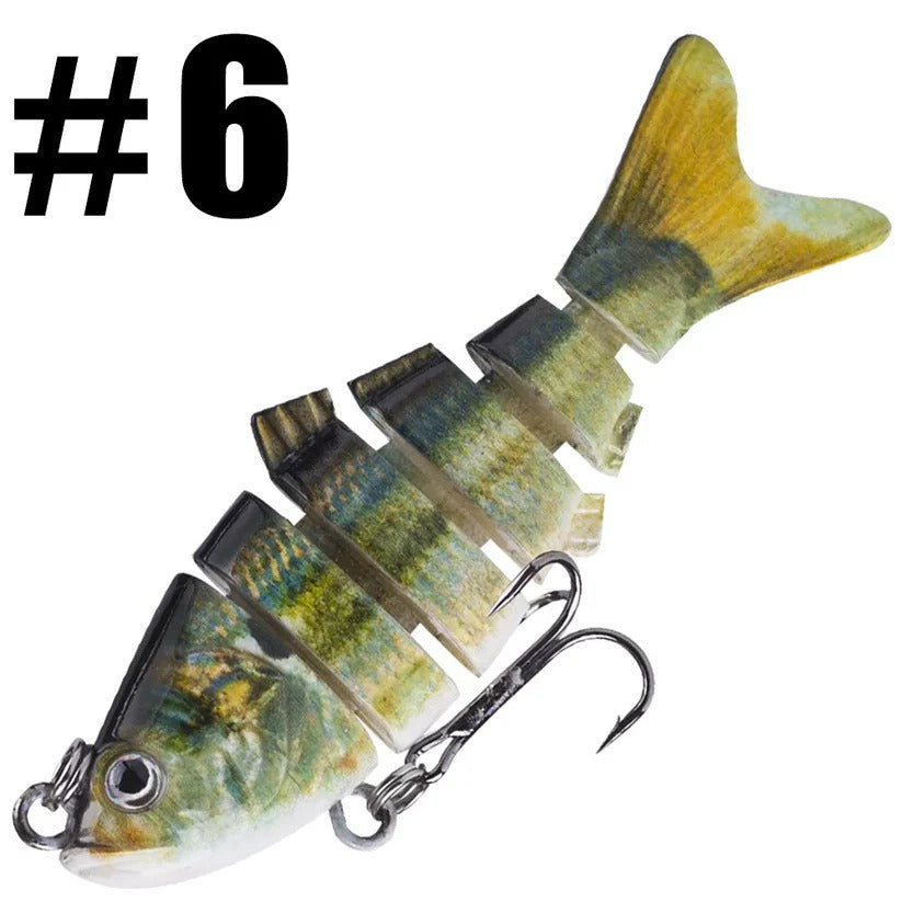 Segmented Swimbait Lure with Internal Rattle and Stainless Steel Hooks