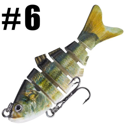 Segmented Swimbait Lure with Internal Rattle and Stainless Steel Hooks