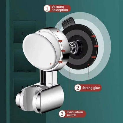 Suction Cup Shower Head Holder with 360 Degree Rotation and Adjustable Height