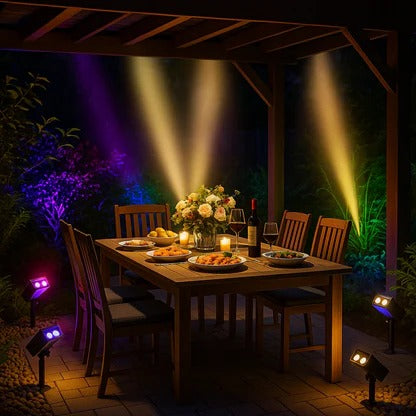 Solar Spotlight with Adjustable Zoom Lens and RGB Color Modes