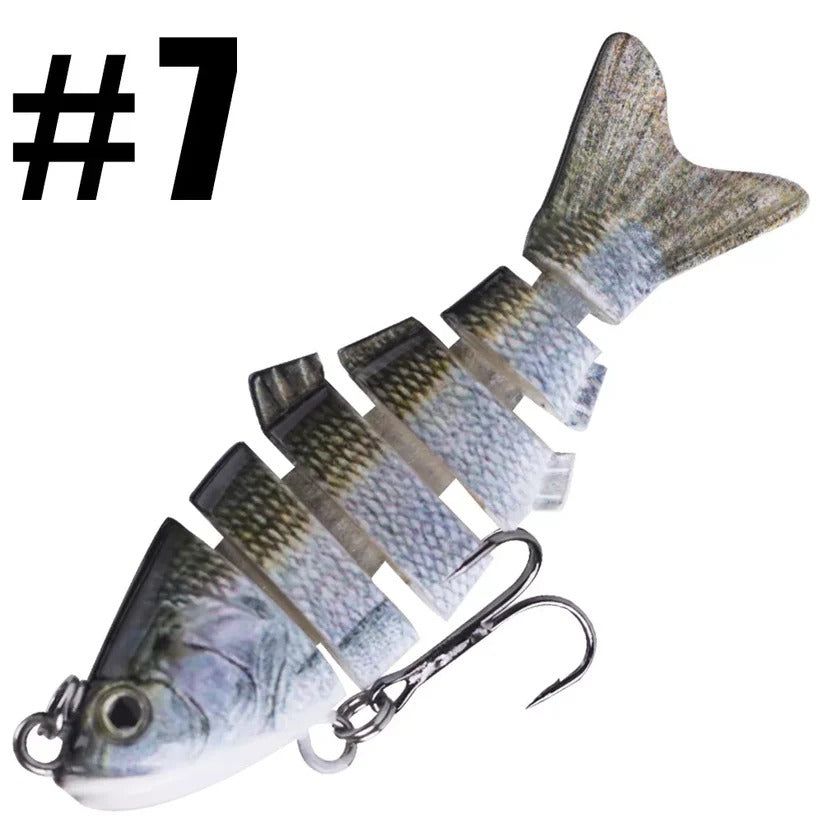 Segmented Swimbait Lure with Internal Rattle and Stainless Steel Hooks