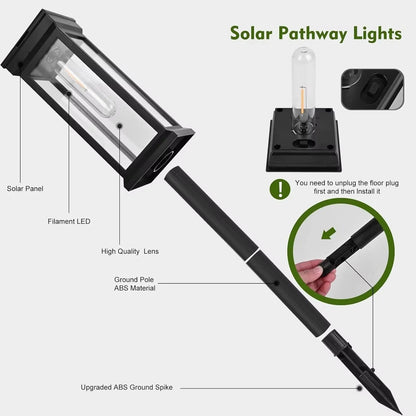Outdoor Path Lights with Solar Panel and Automatic Sensor, Set of 2