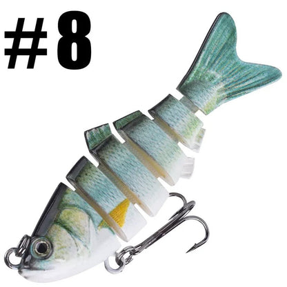 Segmented Swimbait Lure with Internal Rattle and Stainless Steel Hooks