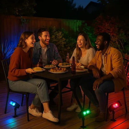 Solar Spotlight with Adjustable Zoom Lens and RGB Color Modes