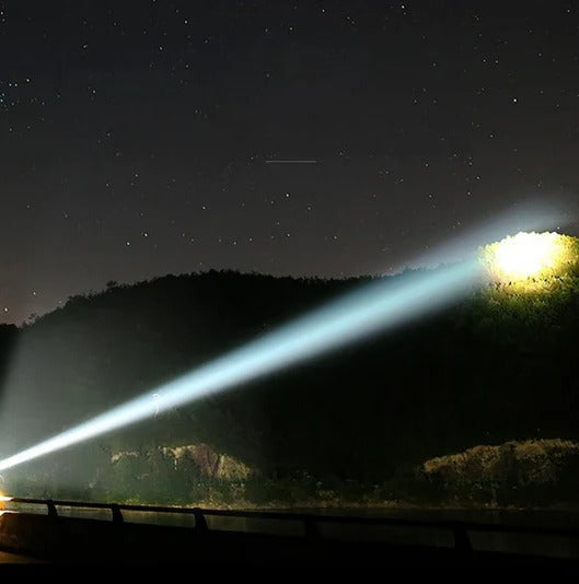 Rechargeable LED Flashlight with 12k Lumens and 550 Meter Beam Range
