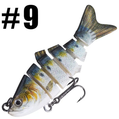 Segmented Swimbait Lure with Internal Rattle and Stainless Steel Hooks