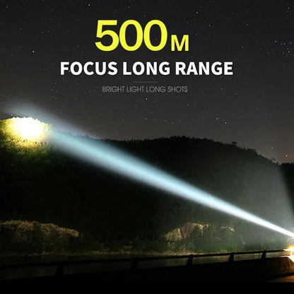 Rechargeable LED Flashlight with 12k Lumens and 550 Meter Beam Range